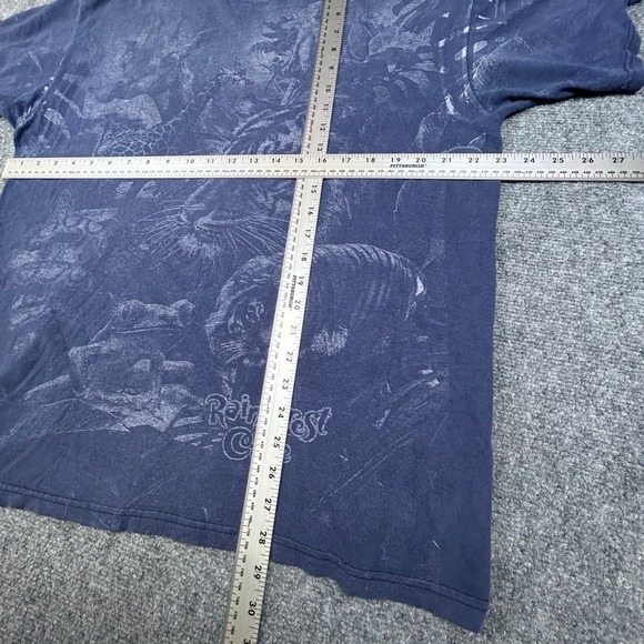 Rainforest Cafe Vintage Graphic T-Shirt Navy Blue Jungle Animal Print Mens XL - Picture 4 of 6